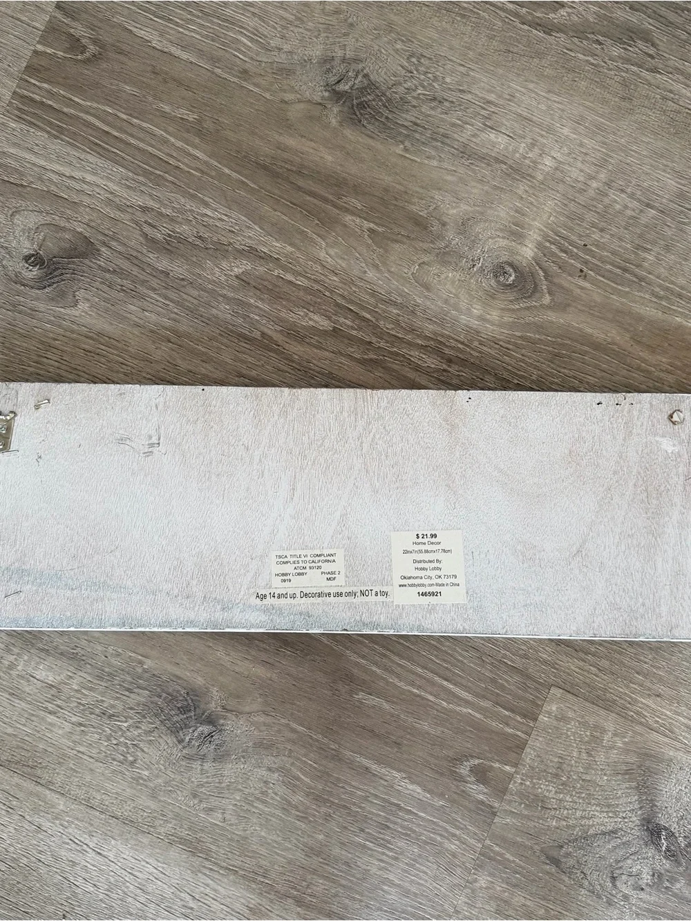Hobby Lobby White Wood 'My cup runneth over' Hook Rack
